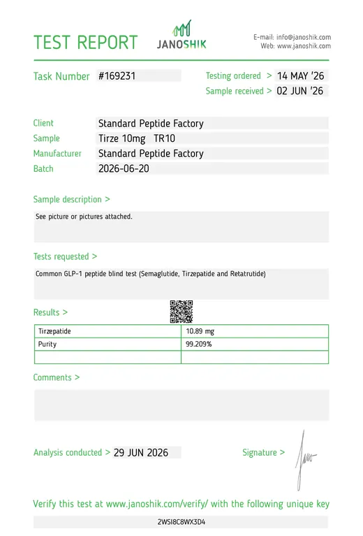 Tirze 10mg (TR10) COA 2026-06-29